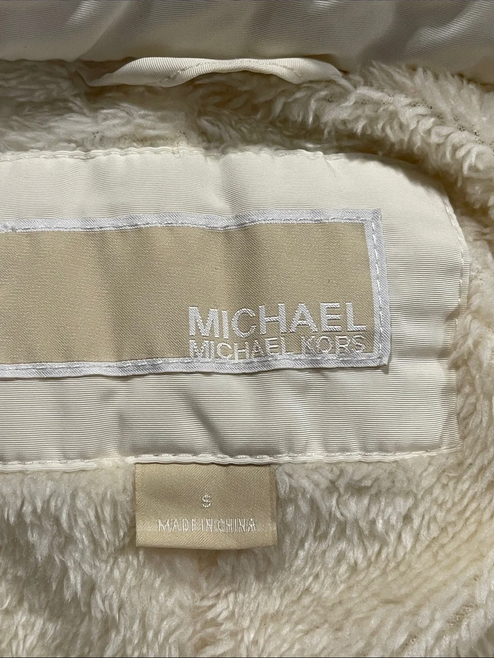 Michael Kors Quilted Cream Puffer Coat